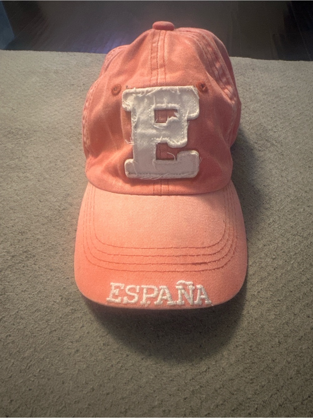 Robin Ruth Coral Pink Kids Baseball Cap with White 'E' Patch